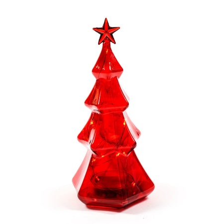 Albero di Natale decorativo in vetro con luci per decorazioni natalizie