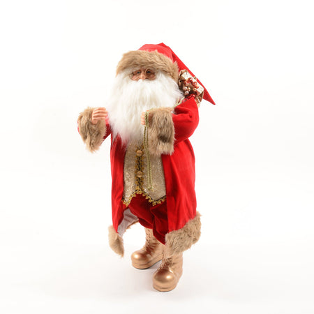 Babbo natale con vestito rosso in poliestere per decorazioni natalizie