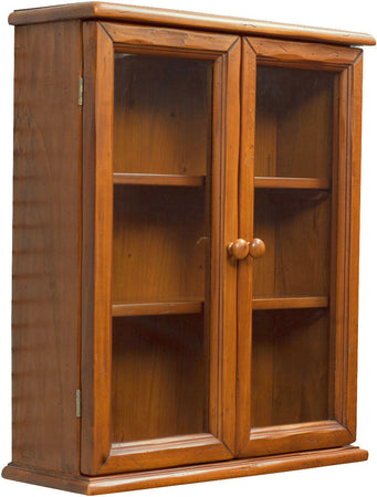 Biscottini Vetrinetta Country da appendere in legno massello di tiglio finitura noce. Made in Italy