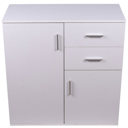 Mobile Credenza in Legno 2 cassetti 2 Anta Salvaspazio 82x35 H 80 cm Bianco