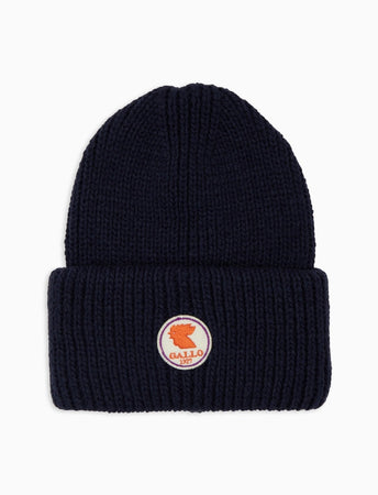 Gallo Berretto con risvolto unisex bianco a coste tinta unita cappello uomo / cappello donna