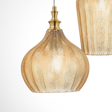 Lampadario classico Gea Luce CLEOFE S3 E27 LED vetro ambra lampada sospensione
