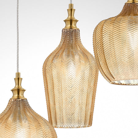 Lampadario classico Gea Luce CLEOFE S3 E27 LED vetro ambra lampada sospensione