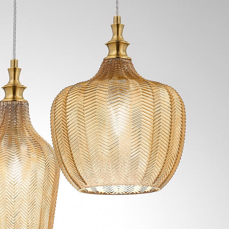 Lampadario classico Gea Luce CLEOFE S3 E27 LED vetro ambra lampada sospensione
