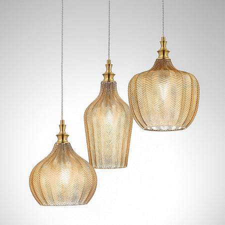 Lampadario classico Gea Luce CLEOFE S3 E27 LED vetro ambra lampada sospensione