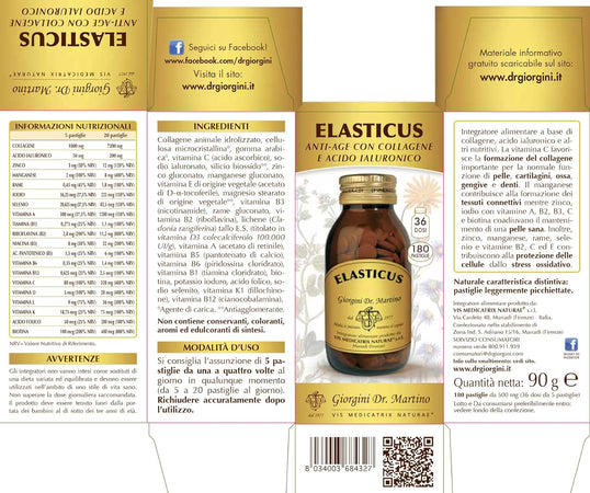 Dr Giorgini Integratore Alimentare, Elasticus Pastiglie - 90 g
