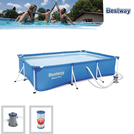 Piscina fuori terra rettangolare Bestway con pompa filtraggio 300 x 200 x h 66 cm