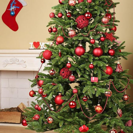 Palline in plastica infrangibile per albero decorazione natalizia mix box da 67 pezzi