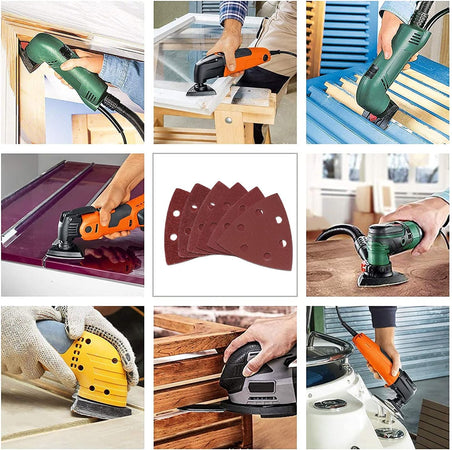 Foglio in carta abrasiva a delta adatta per levigatrice, confezione da 5 pezzi