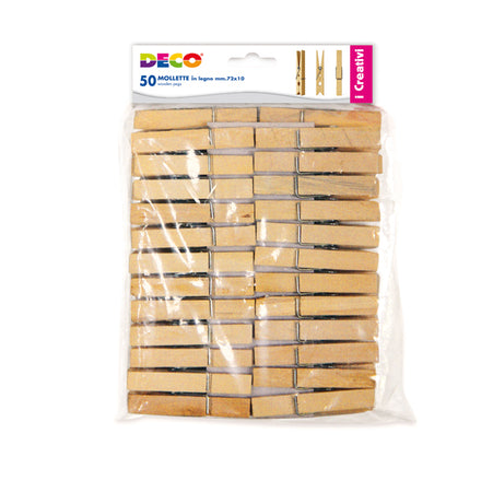 Mollette In Legno Busta Da 50Pz Dim. 72X10Mm Deco