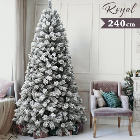 Albero Di Natale Innevato 240cm 1413 Rami Realistico Super Folto base 124cm