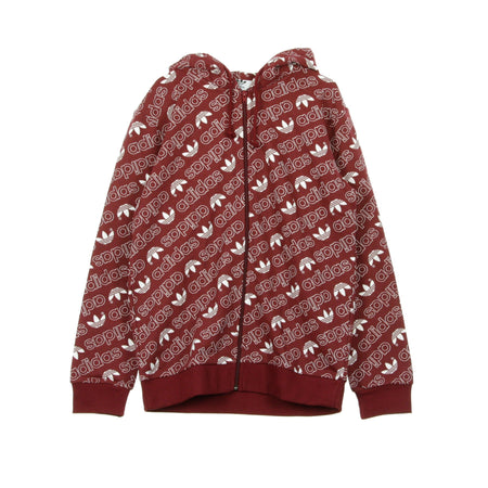 Adidas Felpa Cappuccio Zip Uomo Monogram Fz Collegiate Burgundy da uomo