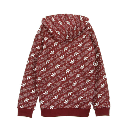 Adidas Felpa Cappuccio Zip Uomo Monogram Fz Collegiate Burgundy da uomo