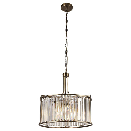 Lampadario Tondo Contemporaneo Victoria Acciaio Adjustable Vetro 5 Luci E27
