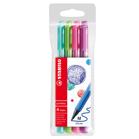 Astuccio 4 Pennarelli Point Max Punta 0,8Mm Azzurro/Verde/Rosa/Viola Stabilo