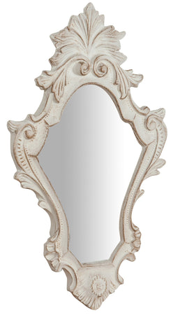 Biscottini Specchiera da parete in legno finitura bianco anticato L25xPR2,5xH40 cm Made in Italy