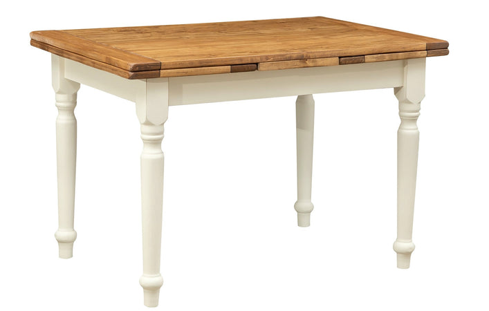 Biscottini Tavolo Country allungabile in legno massello di tiglio struttura bianca anticata piano naturale. Made in Italy