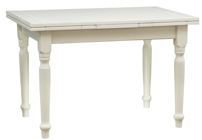 Biscottini Tavolo Country allungabile in legno massello di tiglio finitura bianca anticata L120xPR80xH80 cm. Made in Italy