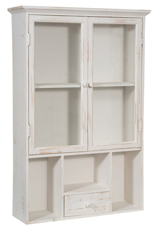 Biscottini VETRINETTA BACHECA IN LEGNO FINITURA BIANCA ANTICATA L60XPR18XH89 CM STILE SHABBY