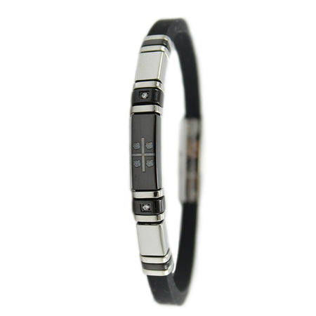 Bracciale Unisex in Gomma e Acciaio con Incisione Quattro Mori - I Giampini