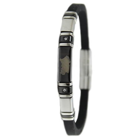 Bracciale Unisex in Gomma e Acciaio con Incisione Quattro Mori - I Giampini