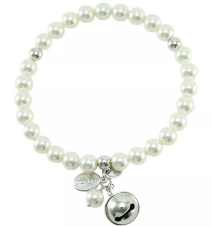 Bracciale Elastico Donna in Argento 925 con Madonna Miracolosa e Chiama Angeli - I Giampini