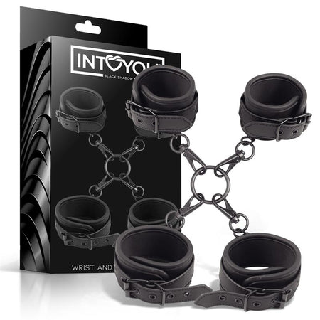 INTOYOU manette caviglie e polsi fetish BDSM in morbido neoprene nero senza nichel