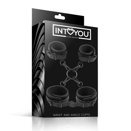 INTOYOU manette caviglie e polsi fetish BDSM in morbido neoprene nero senza nichel