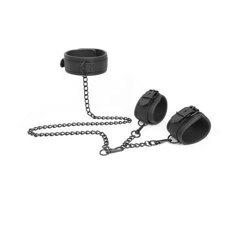 INTOYOU polsiere e collare fetish BDSM in morbido neoprene nero senza nichel