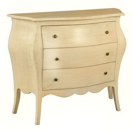 MOBILI 2G - Cassettiera sagomata 3 cassetti legno avorio anticato 116x42X85