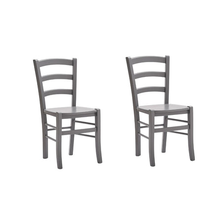 MOBILI 2G - SET 2 SEDIE SHABBY IN LEGNO LACCATO GRIGIO SEDUTA LEGNO