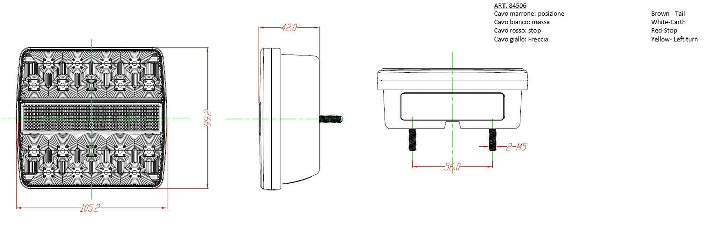 Fanale posteriore sx a LED 12V con 4 funzioni luminose