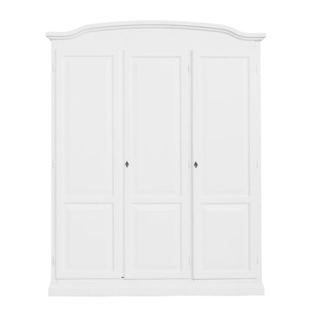 Armadio 3 ante in legno massello bianco cappello tondo 158x56x197H