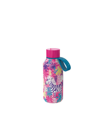 Quokka Solid Kids with strap - Stainless steel double wall vacuum insulated water bottle, portable thermos 330 ml (Zebras)