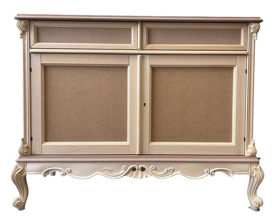 MOBILI 2G - Credenza 2 porte 2 cassetti classica barocco Legno grezzo 118x55x92