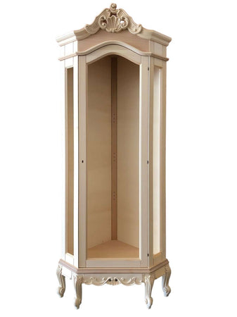 MOBILI 2G - Vetrina ad angolo 1 anta classica barocco Legno grezzo 89x66x214