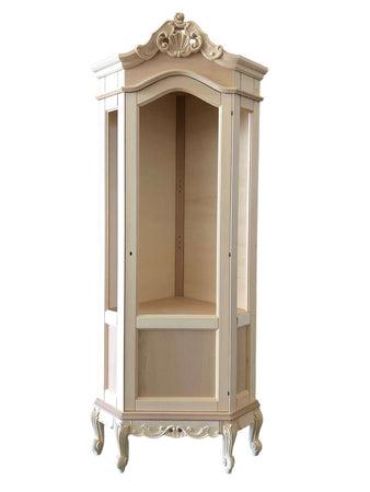 MOBILI 2G - Vetrina ad angolo 1 anta classica barocco Legno grezzo 89x66x214