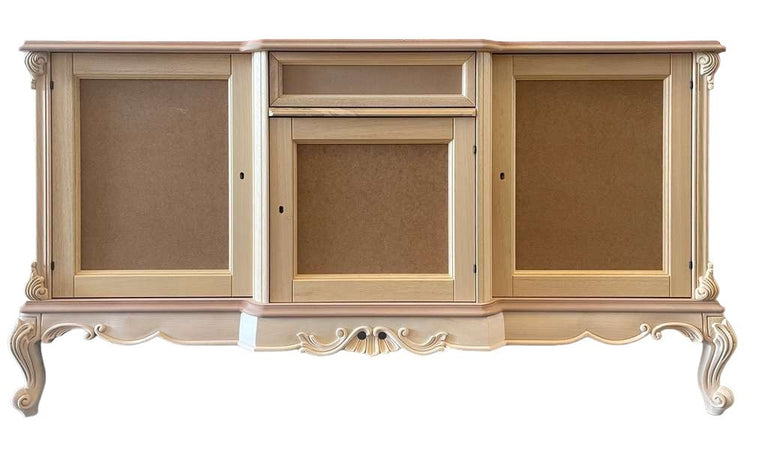 MOBILI 2G - Credenza 3 porte 1 cassetto classica barocco Legno grezzo 174x60x92