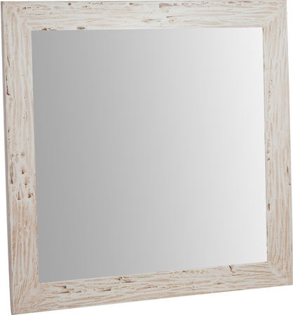 Biscottini Specchiera quadrata a muro in legno massello di tiglio finitura crema anticata L100xPR3xH100 cm Made in Italy