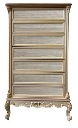 MOBILI 2G - Cassettiera 7 cassetti classica barocco Legno grezzo 87x48x148