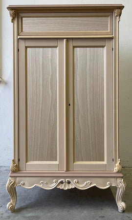 MOBILI 2G - Scarpiera 2 porte 1 cassetto classica barocco Legno grezzo 87x48x148