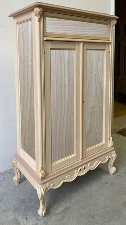 MOBILI 2G - Scarpiera 2 porte 1 cassetto classica barocco Legno grezzo 87x48x148