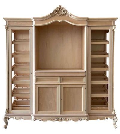 MOBILI 2G - Cantinetta porta bottiglie classica barocco Legno grezzo 215x63x236