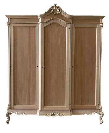MOBILI 2G - Armadio 3 porte classico barocco Legno grezzo 193x73x230