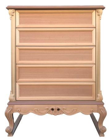 MOBILI 2G - Cassettiera 5 cassetti classica barocco Legno grezzo 87x48x110