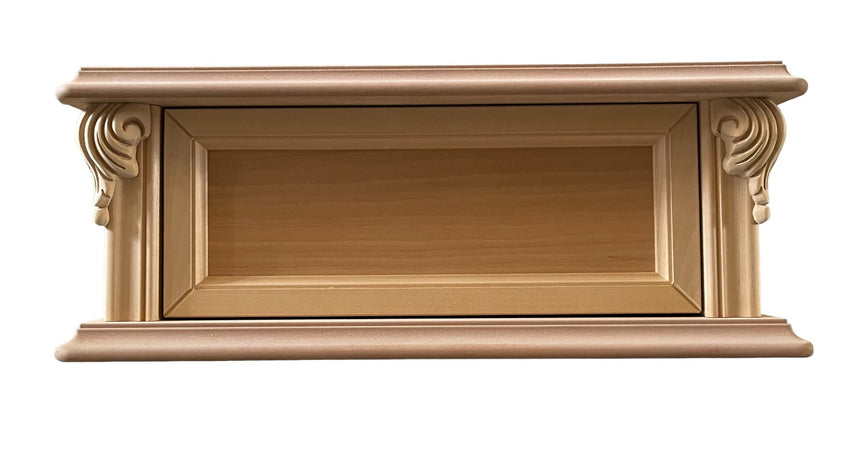 MOBILI 2G - Comodino sospeso 1 cassetto classica barocco Legno grezzo 55x34x21