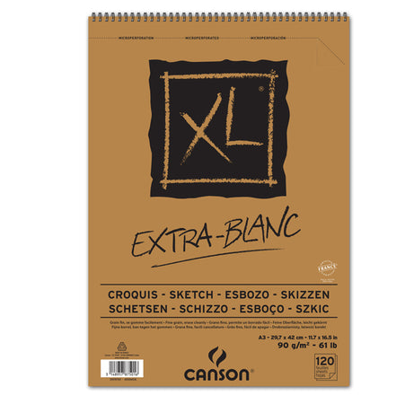 Album Spiralato Lato Corto Xl Extra White A3 120 Fg. 90 Gr Canson