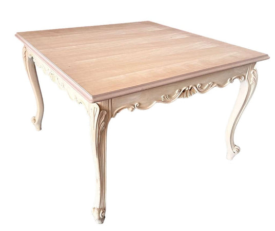 Tavolo quadrato fisso classico barocco Legno grezzo 120x120x80