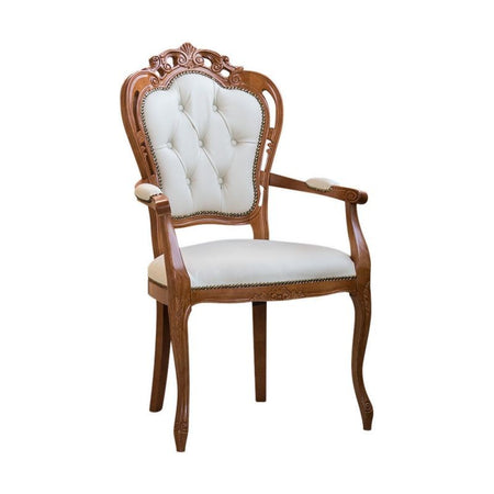 MOBILI 2G - Capotavola classico legno ciliegio capitoneè ecopelle beige 60x55x110
