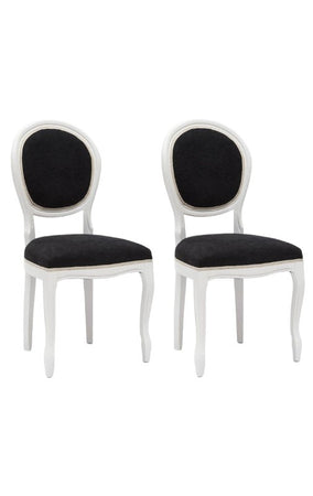MOBILI 2G - Set 2 sedie shabby legno imbottita microfibra nera 50x47x100